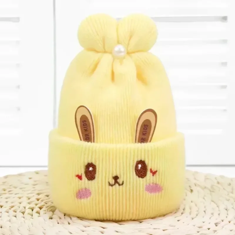 Bonnet tricoté bébé – Lapin mignon 0-6 mois – Image 5