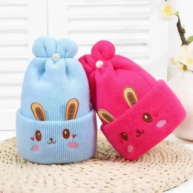 Bonnet tricoté bébé – Lapin mignon 0-6 mois – Image 3