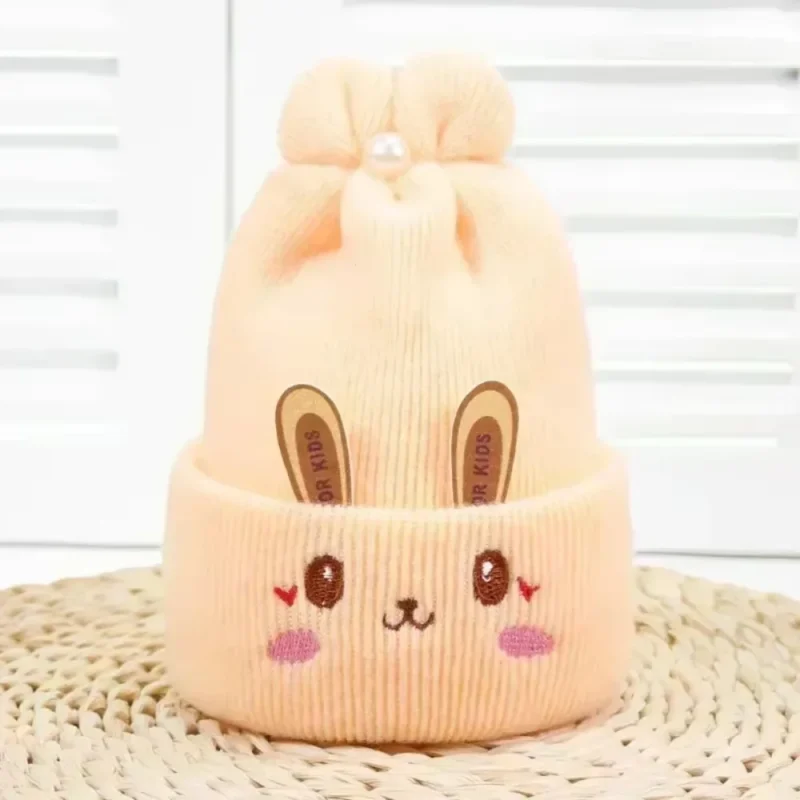 Bonnet tricoté bébé – Lapin mignon 0-6 mois – Image 4