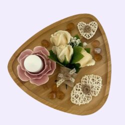 Plateau Décoratif Floral en Bois
