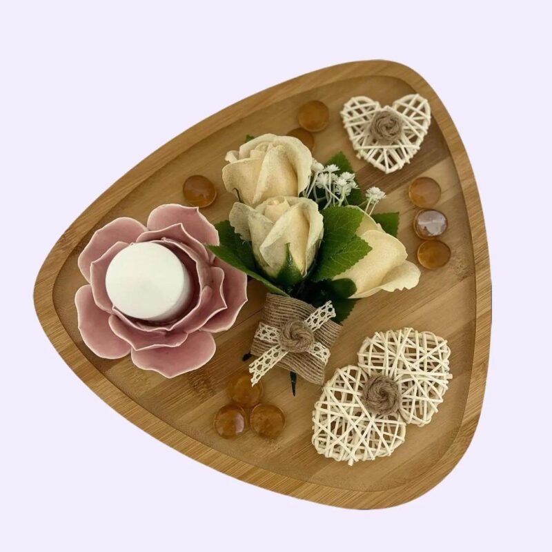 Plateau Décoratif Floral en Bois