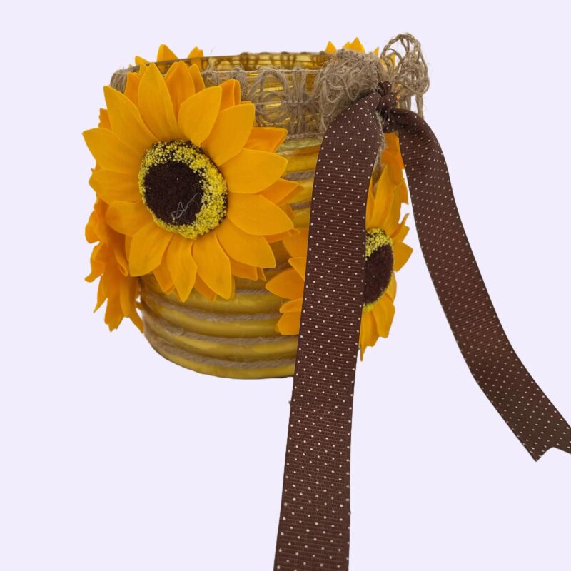 Panier décoratif avec tournesols – Style champêtre – Image 2